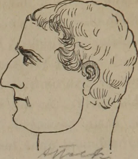 An illustration from Outlines of a new system of physiognomy : illustrated by numerous engravings indicating the location of the signs of the different mental faculties / by J.W. Redfield., 1849, leaf 10
