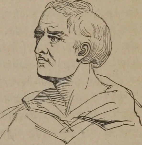 An illustration from Outlines of a new system of physiognomy : illustrated by numerous engravings indicating the location of the signs of the different mental faculties / by J.W. Redfield., 1849, leaf 73