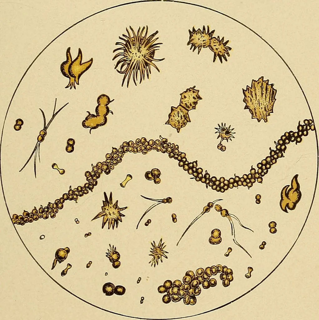 An illustration from Diagnostic methods, chemical, bacteriological and microscopical : a text-book for students and practitioners / by Ralph W. Webster ; with 37 colored plates and 164 other illustrations., 1909, leaf 389