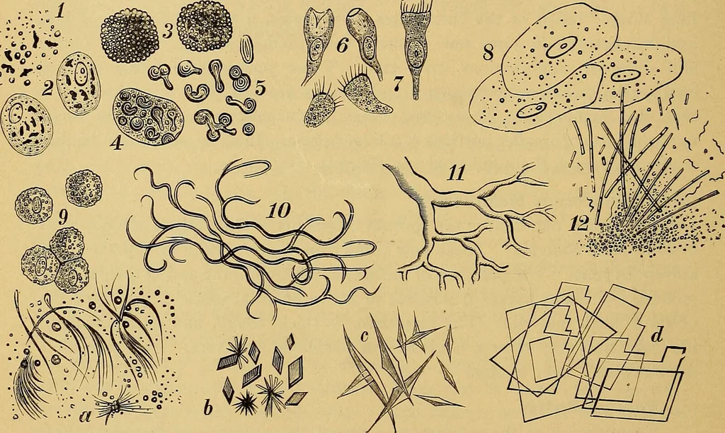 An illustration from Diagnostic methods, chemical, bacteriological and microscopical : a text-book for students and practitioners / by Ralph W. Webster ; with 37 colored plates and 164 other illustrations., 1909, leaf 48