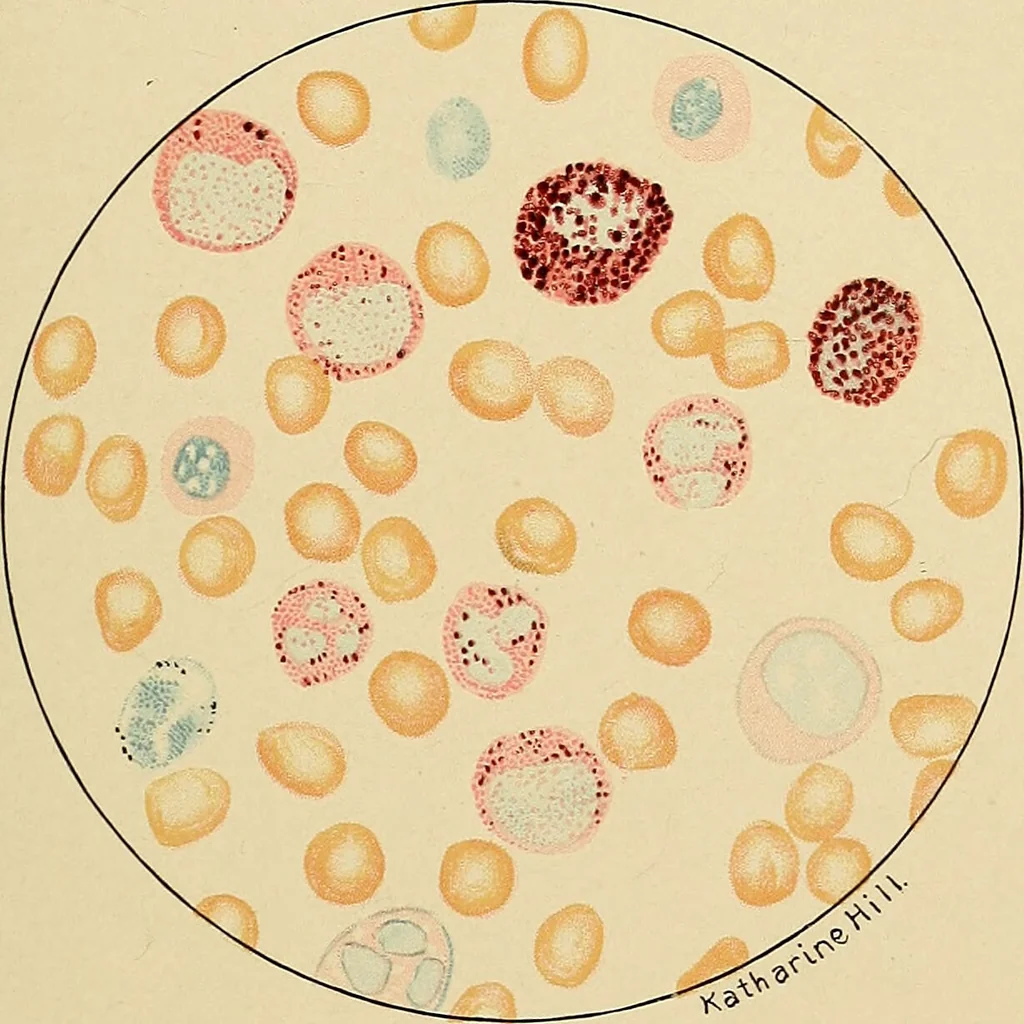 An illustration from Diagnostic methods, chemical, bacteriological and microscopical : a text-book for students and practitioners / by Ralph W. Webster ; with 37 colored plates and 164 other illustrations., 1909, leaf 605