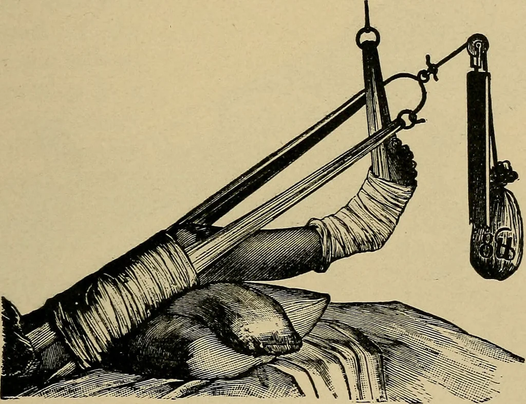 An illustration from Atlas and epitome of traumatic fractures and dislocations / by H. Helferich ; auth. tr. from the German, ed. by Joseph C. Bloodgood., 1902, leaf 403