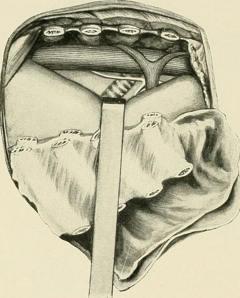 An illustration from Surgery of the lung / by C. Garrè and H. Quincke., 1913, leaf 246
