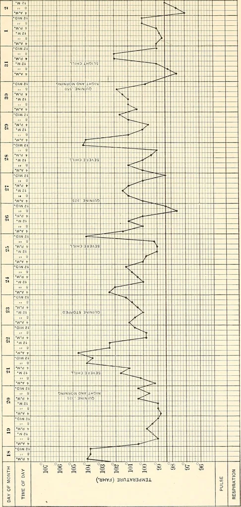 An illustration from The malarial fevers, haemoglobinuric fever and the blood protozoa of man / by Charles F. Craig ; illustrated by four colored plates, twenty-five clinical charts, and twenty-eight photomicrographs and drawings., 1909, leaf 323