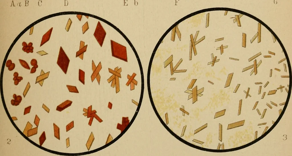 An illustration from Atlas of methods of clinical investigation : with an epitome of clinical diagnosis and of special pathology and treatment of internal diseases / By Dr. Christfried Jakob ... Authorized translation from the German. Ed. by Augustus A. Eshner ... With 182 colored illustrations upon 68 plates, and 64 illustrations in the text., 1898, leaf 37