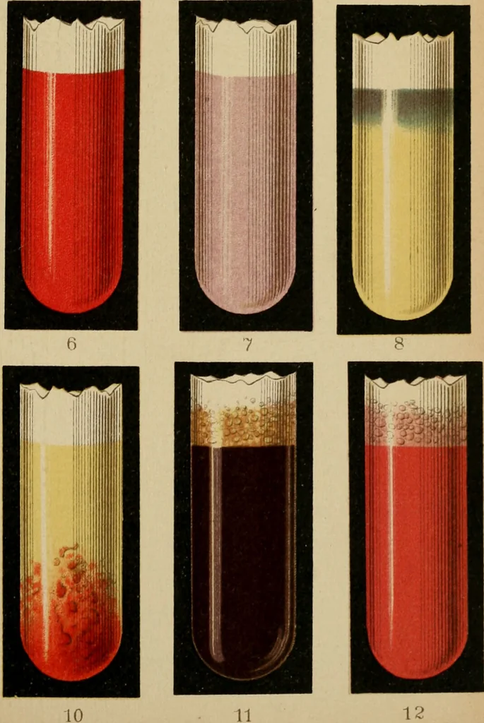 An illustration from Atlas of methods of clinical investigation : with an epitome of clinical diagnosis and of special pathology and treatment of internal diseases / By Dr. Christfried Jakob ... Authorized translation from the German. Ed. by Augustus A. Eshner ... With 182 colored illustrations upon 68 plates, and 64 illustrations in the text., 1898, leaf 77