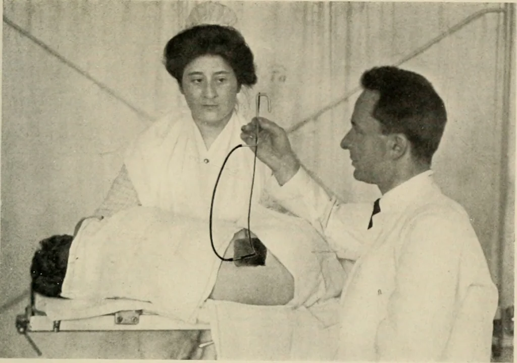 An illustration from Meningococcus meningitis / by Henry Heiman ... and Samuel Feldstein ... with introduction by Henry Koplik ... with 4 plates, 31 figures, 2 in color, and 4 charts., 1913, leaf 203