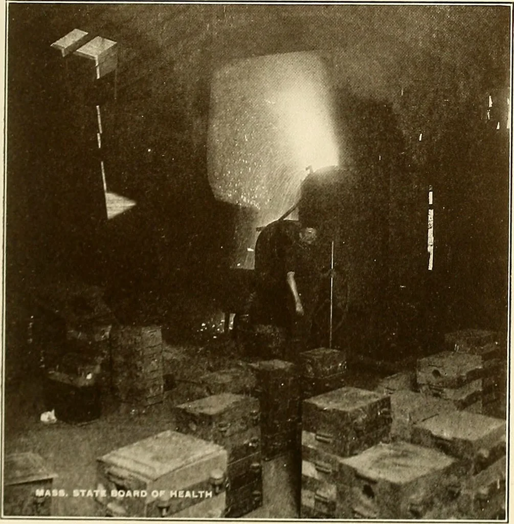An illustration from A manual of practical hygiene for students, physicians, and health officers / By Charles Harrington., 1914, leaf 717