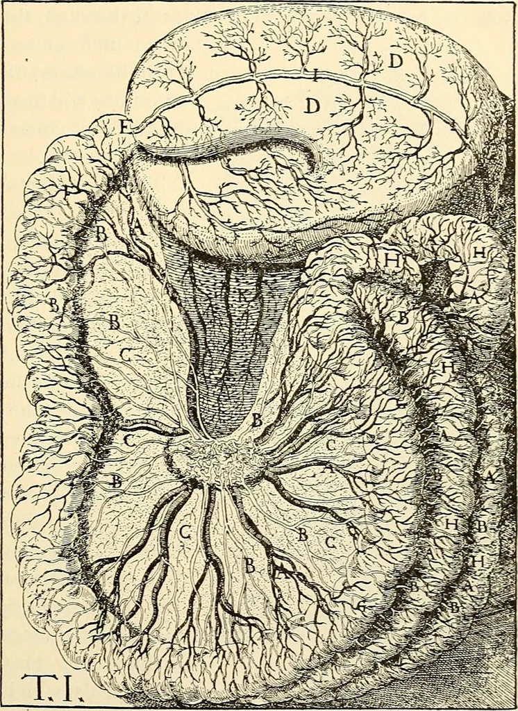 An illustration from Handbook of physiology : for students and practitioners of medicine / by Austin Flint ... with two hundred and forty-seven illustrations in the text--including four in colors--and an atlas of sixteen color-plates, including forty-eight original figures taken from actual stained microscopical preparation., 1905, leaf 283