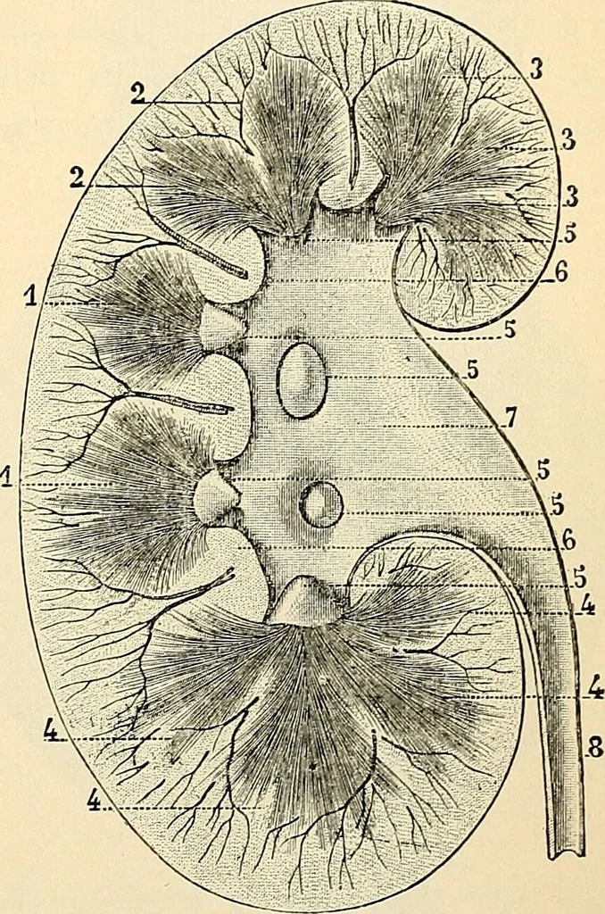 An illustration from Handbook of physiology : for students and practitioners of medicine / by Austin Flint ... with two hundred and forty-seven illustrations in the text--including four in colors--and an atlas of sixteen color-plates, including forty-eight original figures taken from actual stained microscopical preparation., 1905, leaf 359