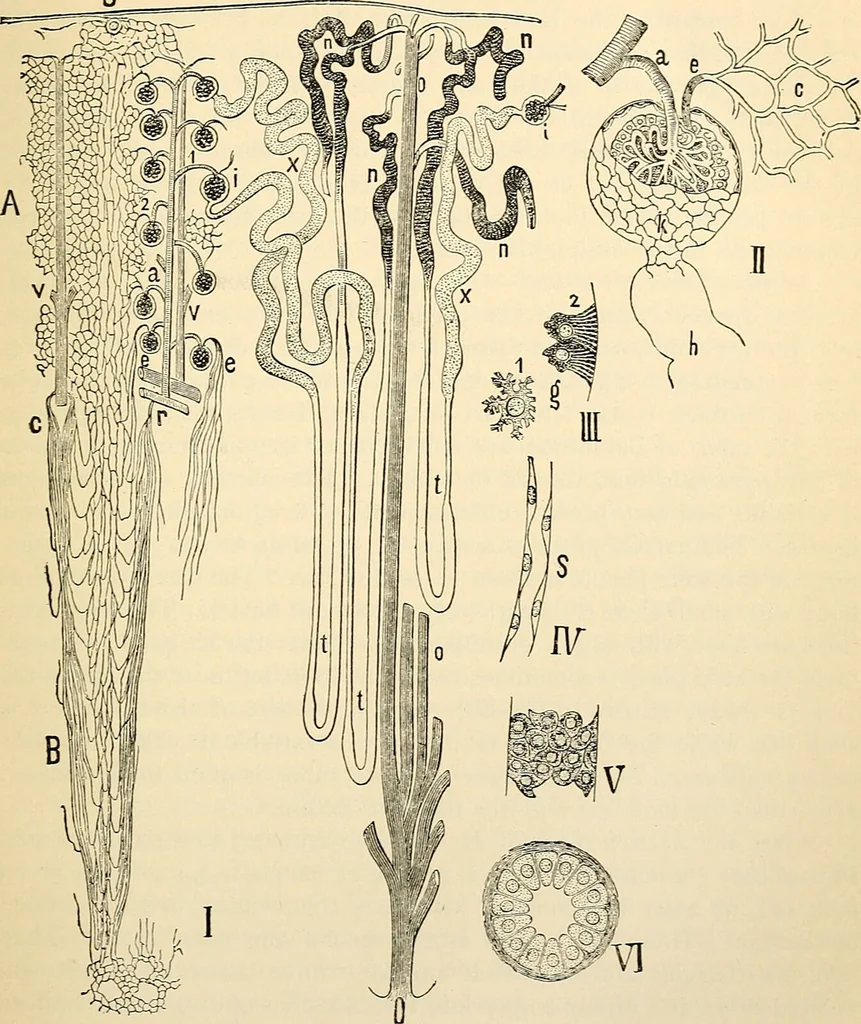 An illustration from Handbook of physiology : for students and practitioners of medicine / by Austin Flint ... with two hundred and forty-seven illustrations in the text--including four in colors--and an atlas of sixteen color-plates, including forty-eight original figures taken from actual stained microscopical preparation., 1905, leaf 363