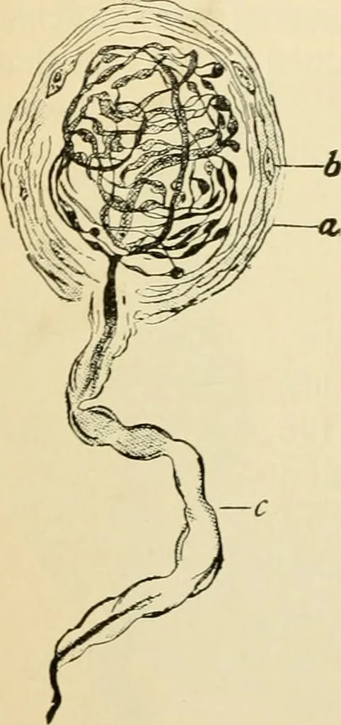 An illustration from Handbook of physiology : for students and practitioners of medicine / by Austin Flint ... with two hundred and forty-seven illustrations in the text--including four in colors--and an atlas of sixteen color-plates, including forty-eight original figures taken from actual stained microscopical preparation., 1905, leaf 504