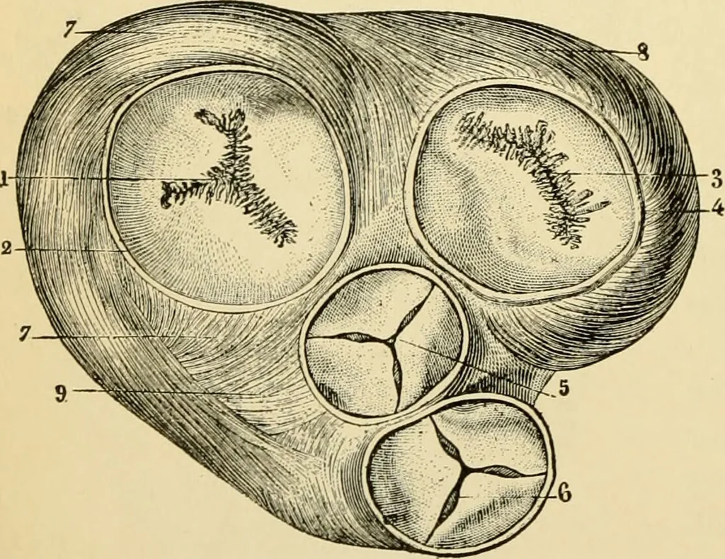 An illustration from Handbook of physiology : for students and practitioners of medicine / by Austin Flint ... with two hundred and forty-seven illustrations in the text--including four in colors--and an atlas of sixteen color-plates, including forty-eight original figures taken from actual stained microscopical preparation., 1905, leaf 74