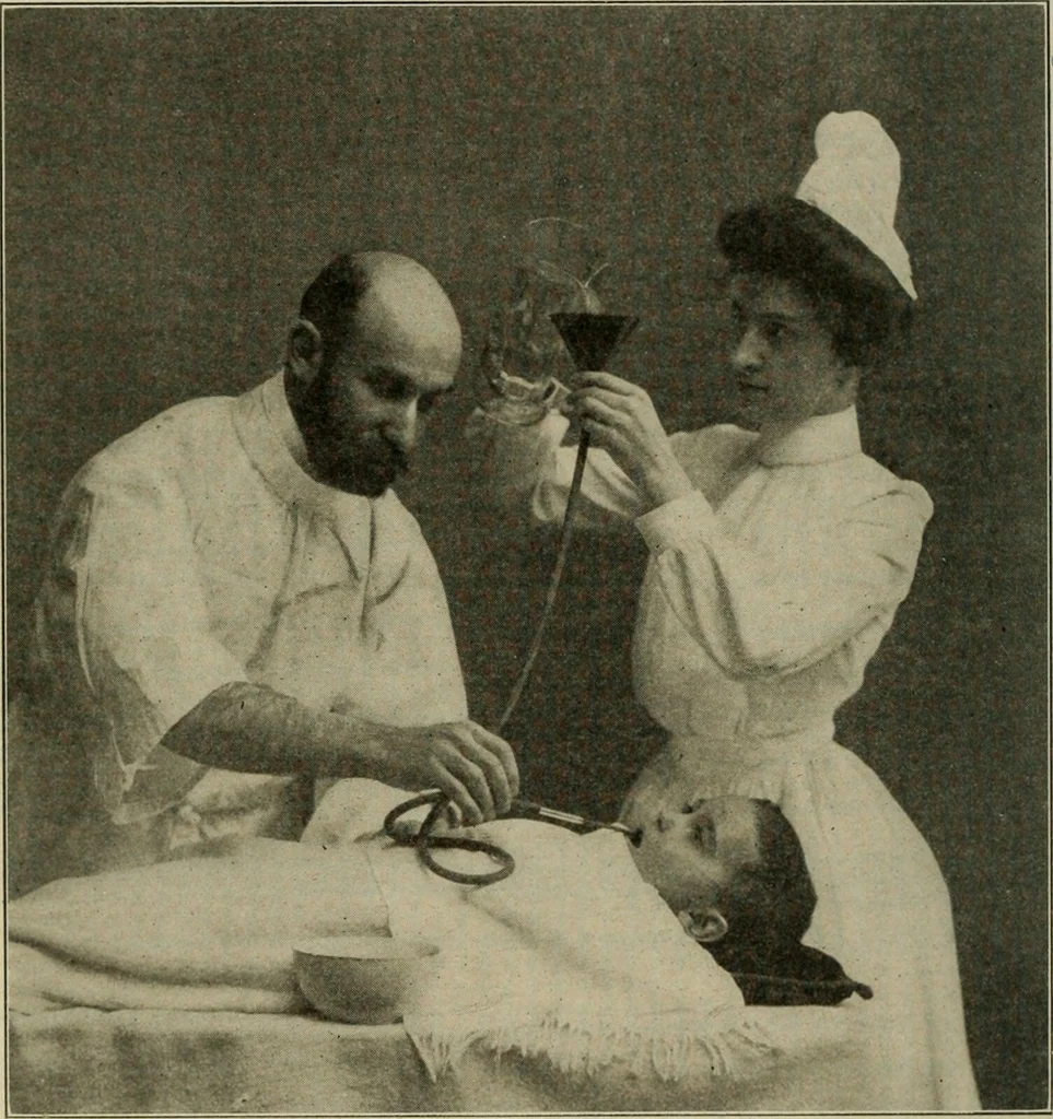 An illustration from Diseases of infancy and childhood, their dietetic, hygienic, and medical treatment : a text-book designed for practitioners and students in medicine / By Louis Fischer., 1910, leaf 362