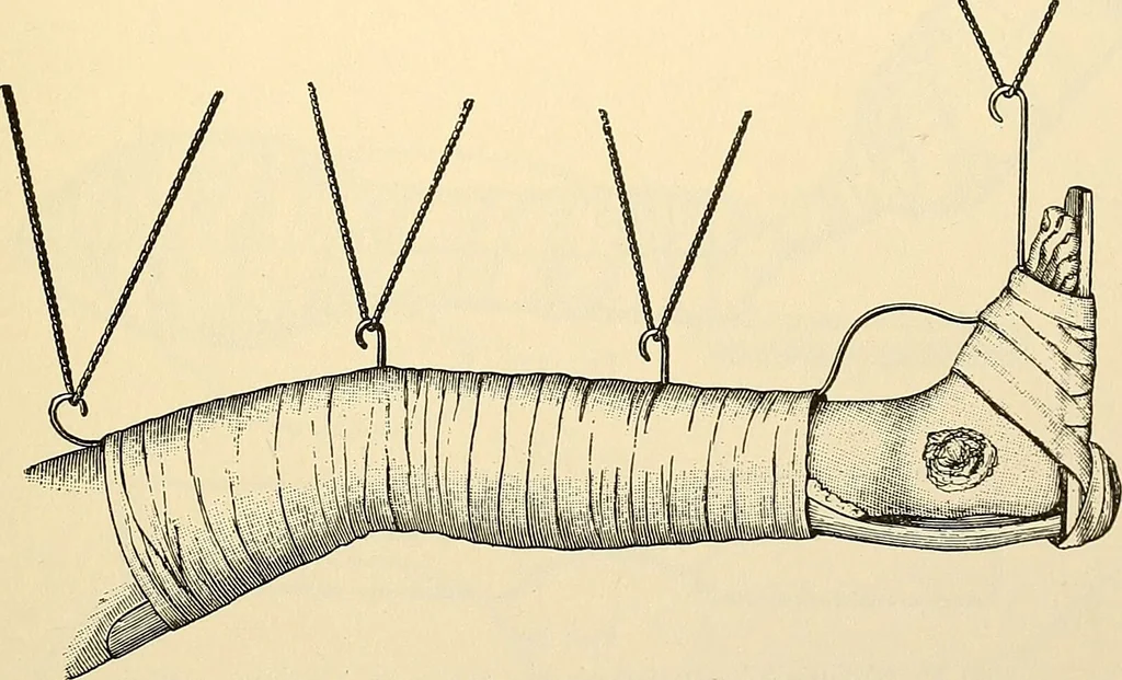 An illustration from Surgical technic; a text-book on operative surgery / by Fr. von Esmarch ... and E. Kowalzig ... translated by Professor Ludwig H. Grau ... and Willam N. Sullivan ... edited by Nicholas Senn ... With fourteen hundred and ninety-seven illustrations and fifteen colored plates., 1901, leaf 177
