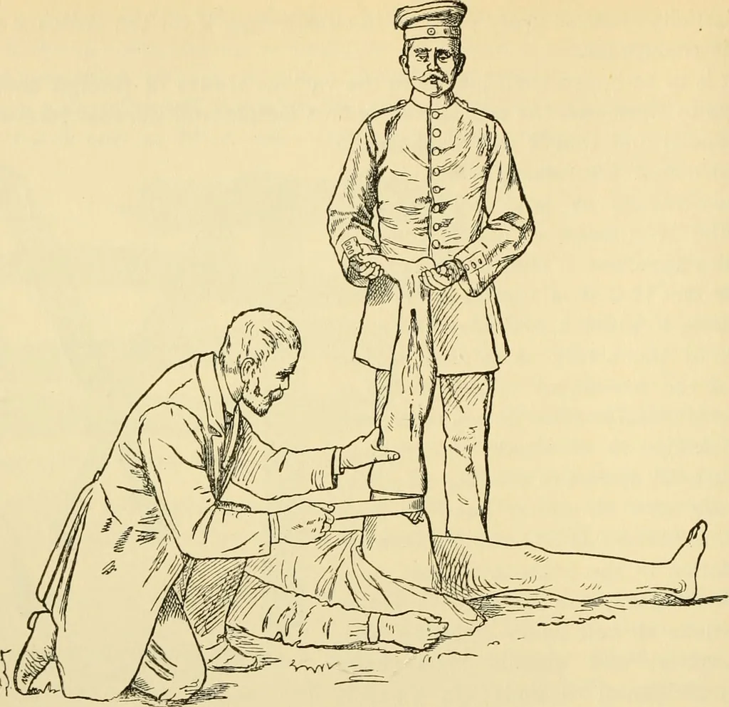 An illustration from Surgical technic; a text-book on operative surgery / by Fr. von Esmarch ... and E. Kowalzig ... translated by Professor Ludwig H. Grau ... and Willam N. Sullivan ... edited by Nicholas Senn ... With fourteen hundred and ninety-seven illustrations and fifteen colored plates., 1901, leaf 276