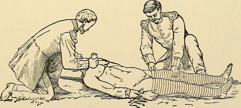 An illustration from Surgical technic; a text-book on operative surgery / by Fr. von Esmarch ... and E. Kowalzig ... translated by Professor Ludwig H. Grau ... and Willam N. Sullivan ... edited by Nicholas Senn ... With fourteen hundred and ninety-seven illustrations and fifteen colored plates., 1901, leaf 345