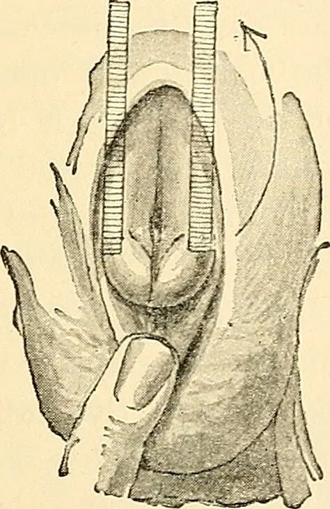 An illustration from Surgical technic; a text-book on operative surgery / by Fr. von Esmarch ... and E. Kowalzig ... translated by Professor Ludwig H. Grau ... and Willam N. Sullivan ... edited by Nicholas Senn ... With fourteen hundred and ninety-seven illustrations and fifteen colored plates., 1901, leaf 867