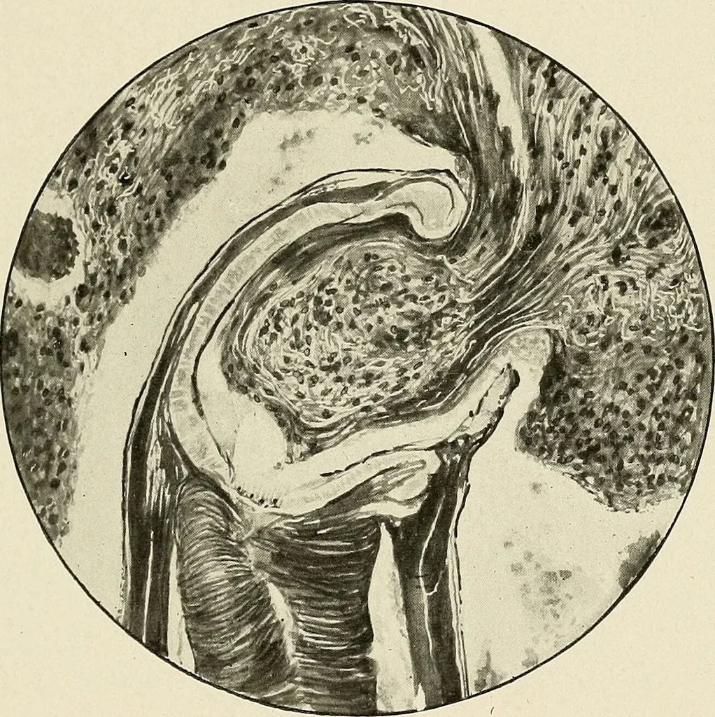 An illustration from Hookworm disease : etiology, pathology, diagnosis, prognosis, prophylaxis, and treatment / by George Dock and Charles C. Bass. Illustrated with forty-nine special engravings and colored plate., 1910, leaf 115
