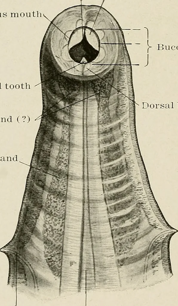 An illustration from Hookworm disease : etiology, pathology, diagnosis, prognosis, prophylaxis, and treatment / by George Dock and Charles C. Bass. Illustrated with forty-nine special engravings and colored plate., 1910, leaf 66