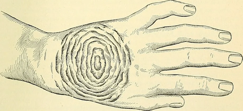 An illustration from An American text-book of genito-urinary diseases, syphilis and diseases of the skin / Ed. by L. Bolton Bangs ... and W. A. Hardaway ... Illustrated with 300 engravings and 20 full-page colored plates., 1898, leaf 1233