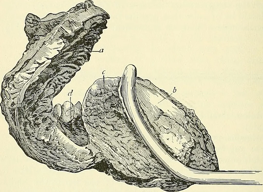 An illustration from An American text-book of genito-urinary diseases, syphilis and diseases of the skin / Ed. by L. Bolton Bangs ... and W. A. Hardaway ... Illustrated with 300 engravings and 20 full-page colored plates., 1898, leaf 444