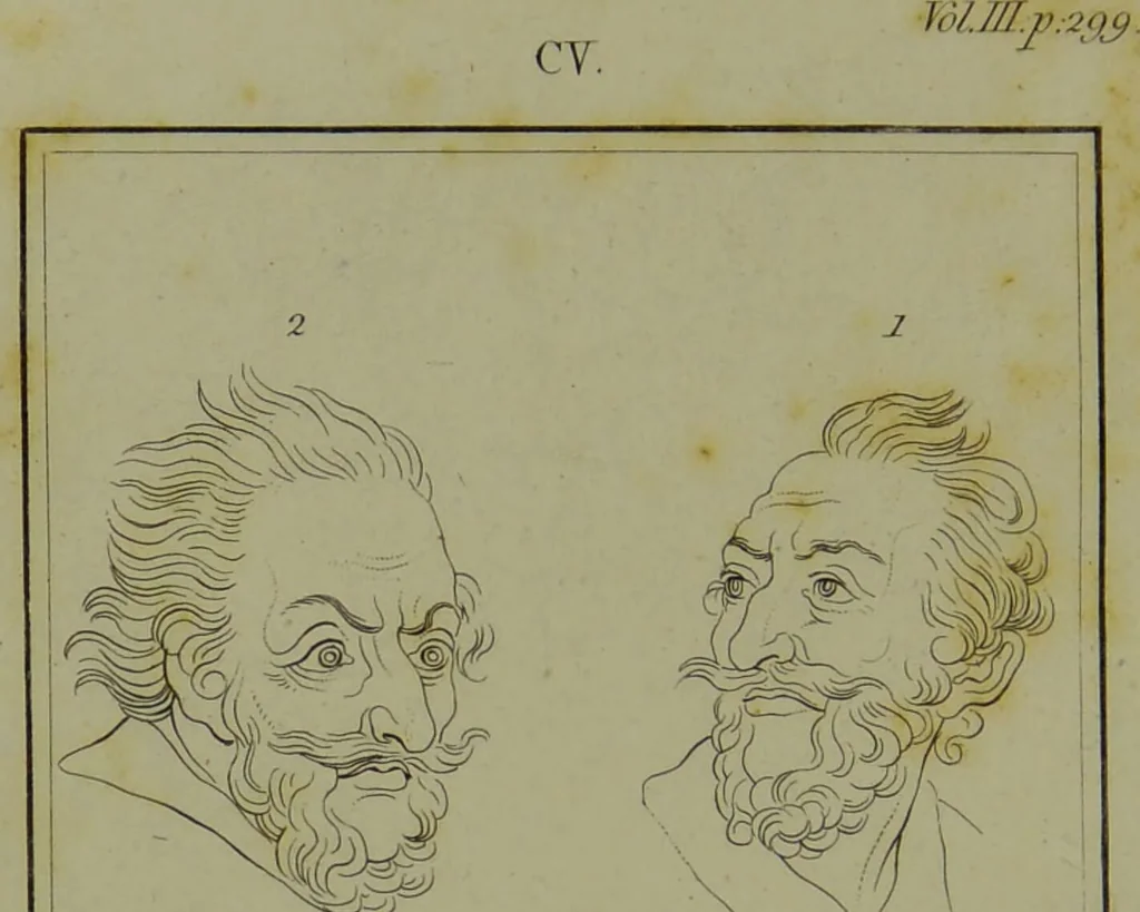 An illustration from Essays on physiognomy : for the promotion of the knowledge and the love of mankind / written in the German language by John Caspar Lavater ; and translated into English by Thomas Holcroft., 1804, leaf 112