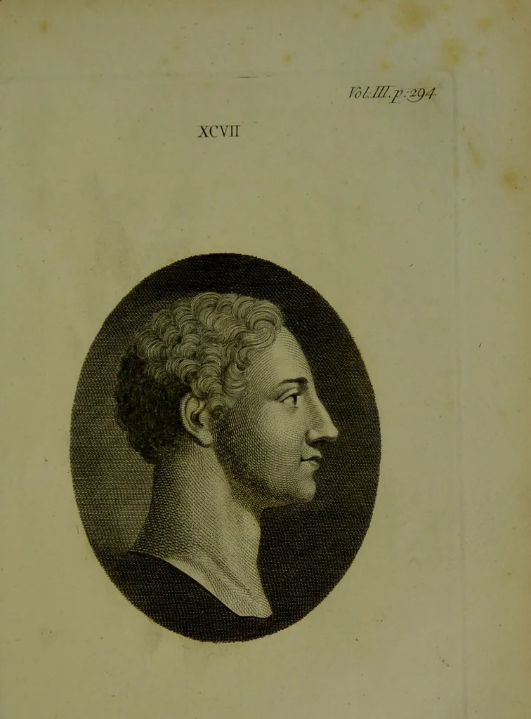 An illustration from Essays on physiognomy : for the promotion of the knowledge and the love of mankind / written in the German language by John Caspar Lavater ; and translated into English by Thomas Holcroft., 1804, leaf 95