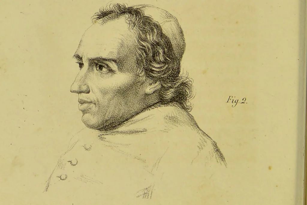 An illustration from Phrenology, in connexion with the study of physiognomy / by J. G. Spurzheim., 1826, leaf 136