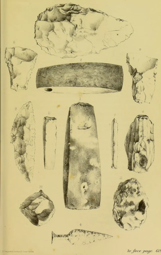 An illustration from Pre-historic times, as illustrated by ancient remains, and the manners and customs of modern savages / by John Lubbock., 1865, leaf 93