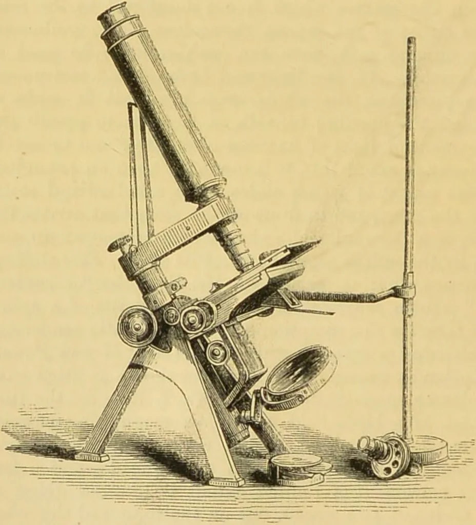 An illustration from The microscope: its history, construction, and application : being a familiar introduction to the use of the instrument and the study of microscopical sciences / by Jabez Hogg., 1869, leaf 107