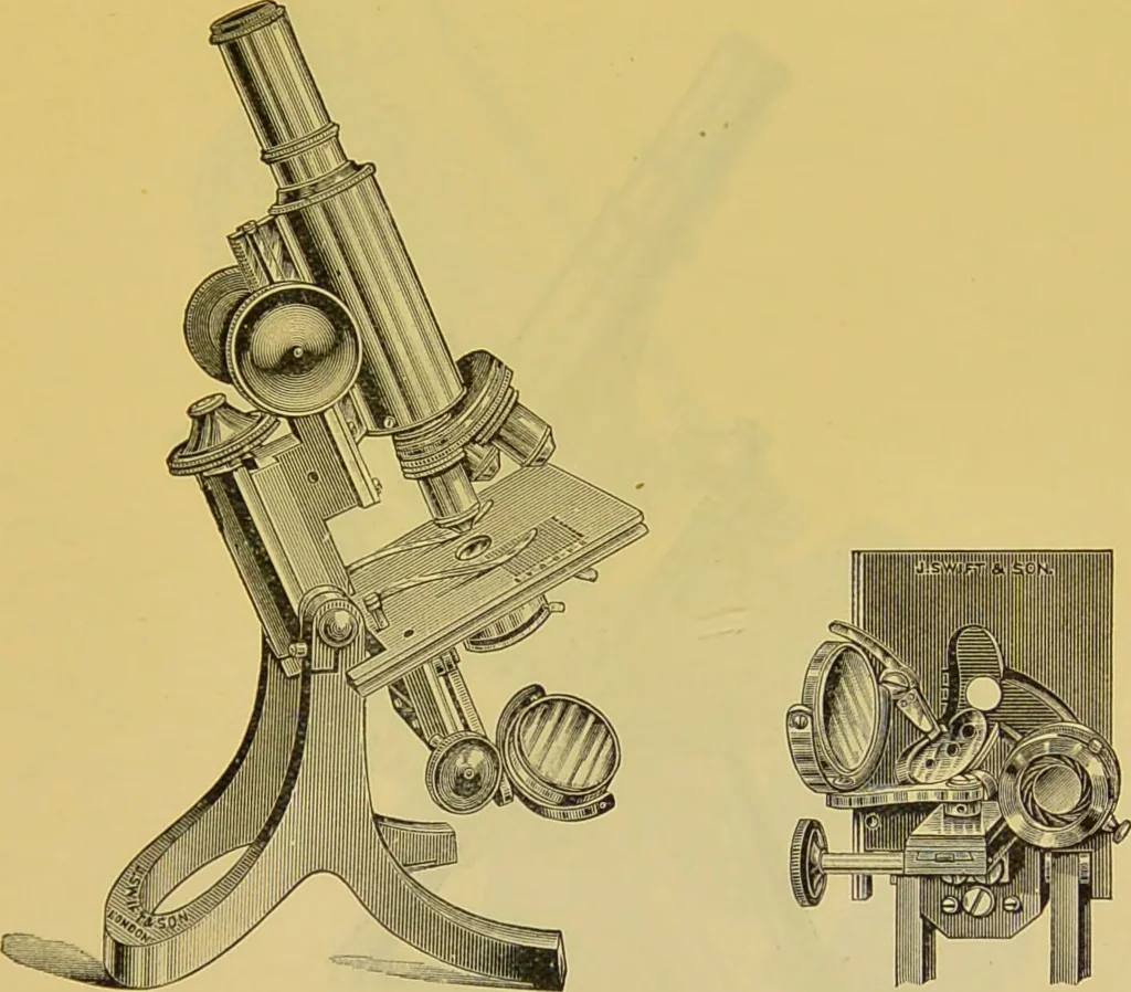 An illustration from The microscope : its history, construction, and application, being a familiar introduction to the use of the instrument, and the study of microscopical science / by Jabez Hogg., 1898, leaf 149