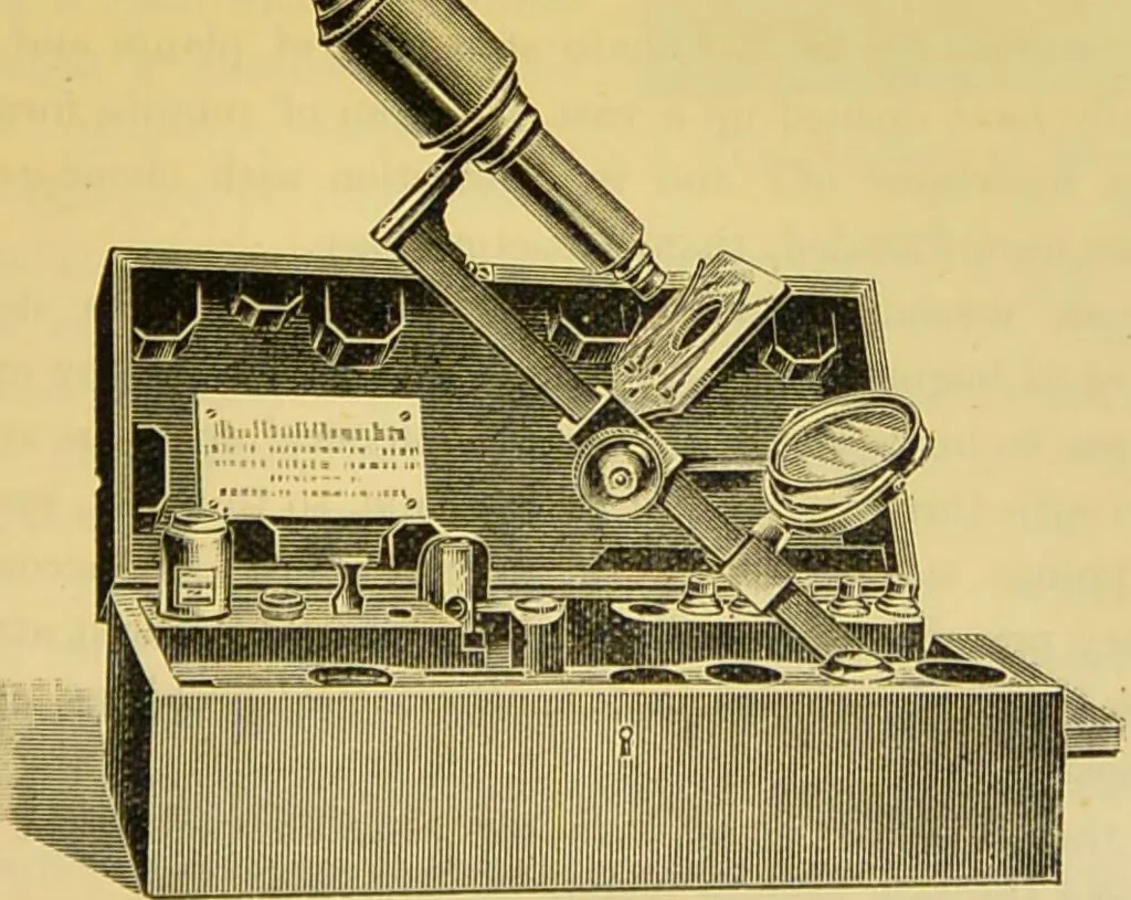 An illustration from The microscope : its history, construction, and application, being a familiar introduction to the use of the instrument, and the study of microscopical science / by Jabez Hogg., 1898, leaf 43