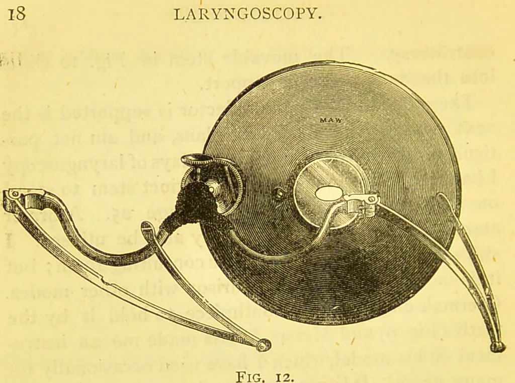 An illustration from Laryngoscopy and rhinoscopy and the diagnosis and treatment of the diseases of the throat and nose / by Prosser James, M.D., 1888, leaf 32