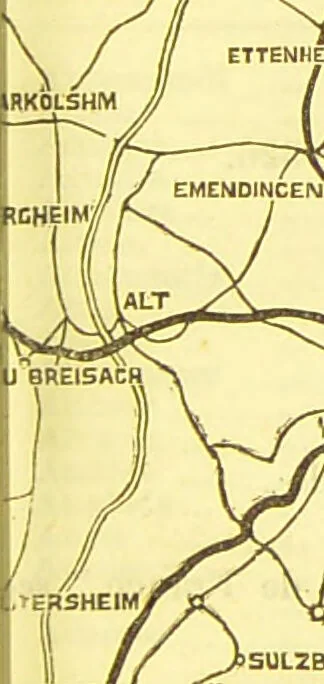 An illustration from B. Bradshaw's Dictionary of mineral waters, climatic health resorts, sea baths, and hydropathic establishments : giving the summer and winter residences of doctors, hotels which can be recommended with confidence, and other useful information : with a map printed in 11 colours, showing the stations named, and an itinerary of the quickest and cheapest routes by rail, boats, carriages, etc., and seven smaller maps and plans., 1884, leaf 457