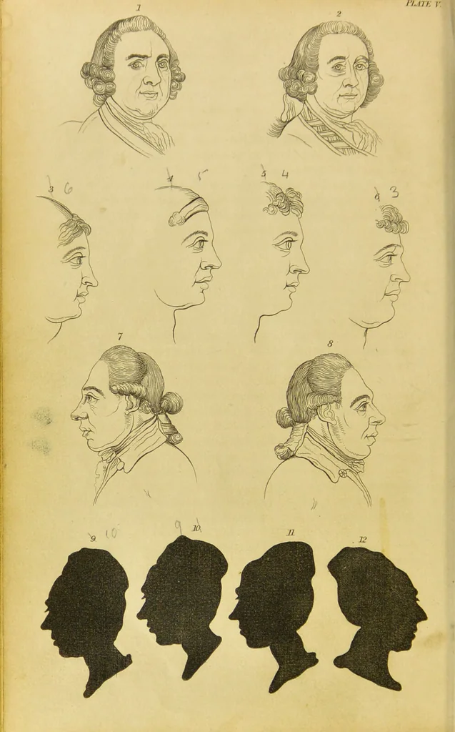 An illustration from Essays on physiognomy : designed to promote the knowledge and the love of mankind / written in the German language by John Caspar Lavater ; and translated into English by Thomas Holcroft ; to which are added, One hundred physiognomonical rules, a posthumous work by Mr. Lavater ; and memoirs of the life of the author, compiled principally from the life of Lavater, by G. Gessner., 1848, leaf 204