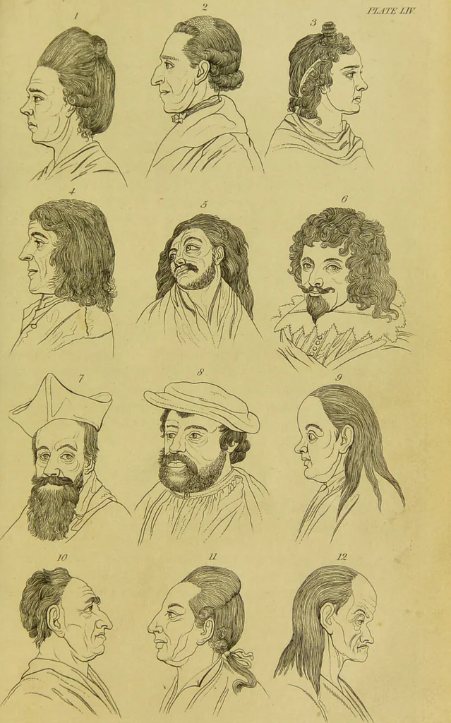 An illustration from Essays on physiognomy : designed to promote the knowledge and the love of mankind / written in the German language by John Caspar Lavater ; and translated into English by Thomas Holcroft ; to which are added, One hundred physiognomonical rules, a posthumous work by Mr. Lavater ; and memoirs of the life of the author, compiled principally from the life of Lavater, by G. Gessner., 1848, leaf 661