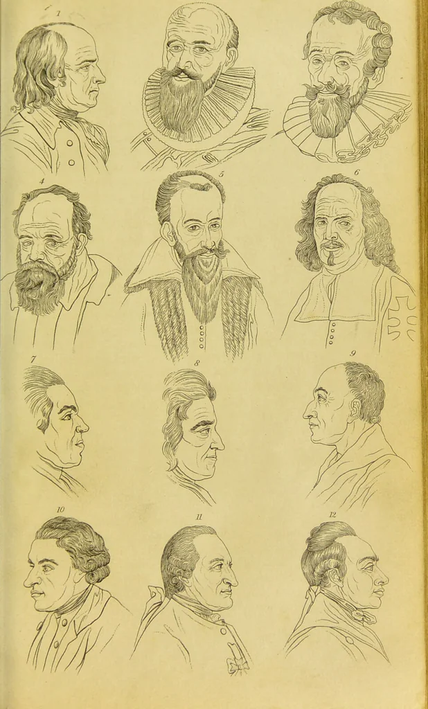 An illustration from Essays on physiognomy : designed to promote the knowledge and the love of mankind / written in the German language by John Caspar Lavater ; and translated into English by Thomas Holcroft ; to which are added, One hundred physiognomonical rules, a posthumous work by Mr. Lavater ; and memoirs of the life of the author, compiled principally from the life of Lavater, by G. Gessner., 1848, leaf 707