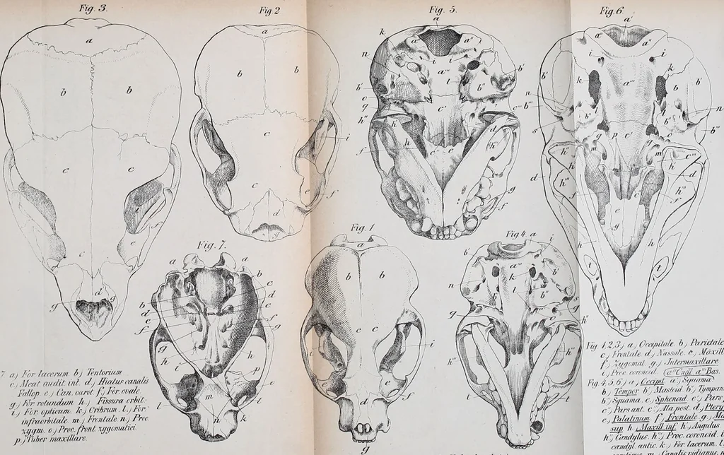 An illustration from Zur Morphologie des Säugethier-Schädels : eine vergleichend-anatomische Untersuchung / von Johann Christian Gustav Lucae., 1872, leaf 41