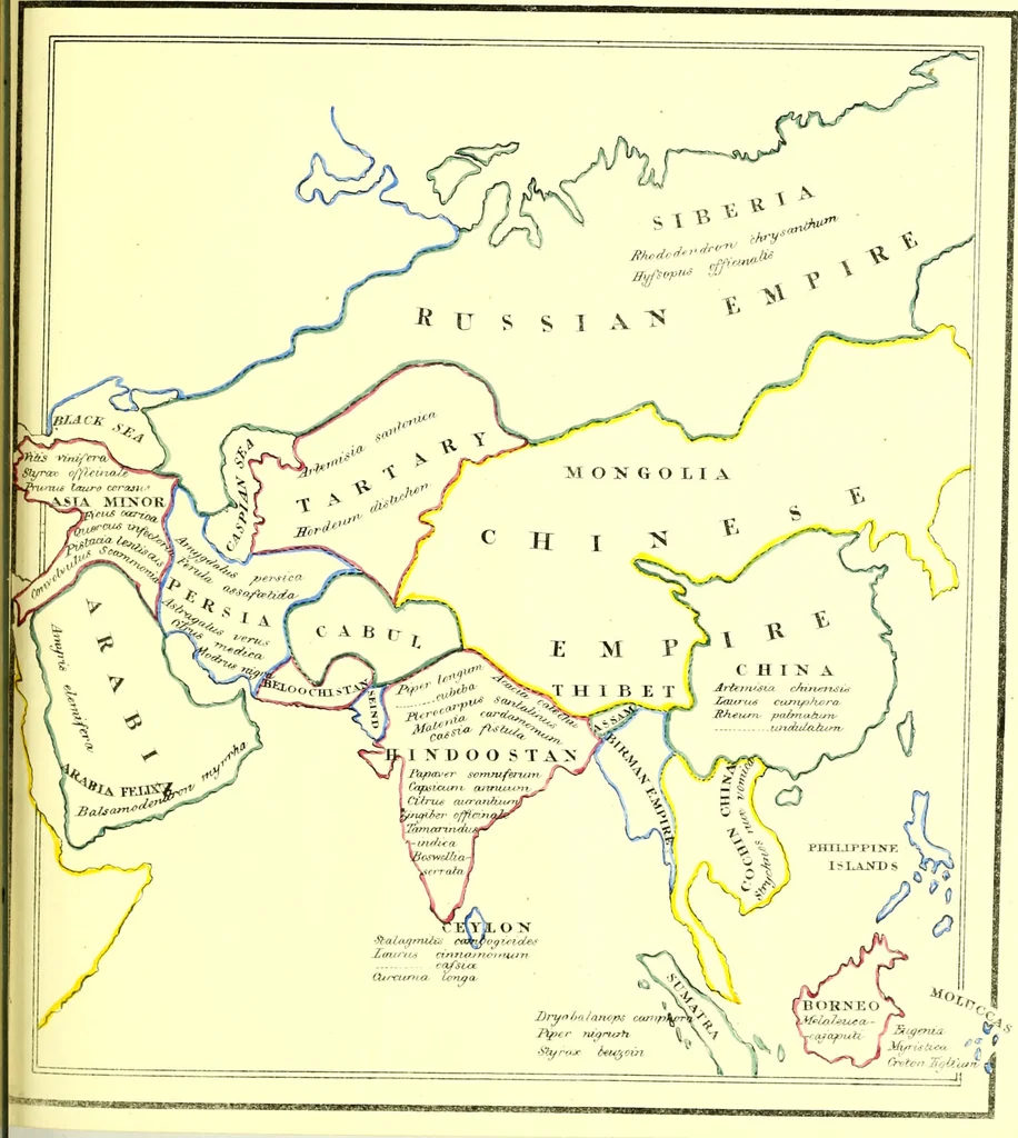 An illustration from A series of botanical tables, and tables of the materia medica, designed for the use of students preparing for examination at Apothecaries' Hall : illustrated with numerous engravings on wood, and four coloured medico-botanical maps of Europe, Asia, Africa, and America, showing the geographical situation of all the plants of the Pharmacopœia / by W. K. Toase., 1835, leaf 7