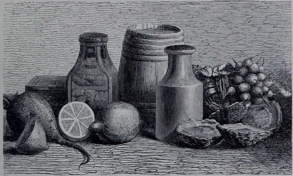 An illustration from The royal cookery book (le livre de cuisine) / by Jules Gouffé ; translated from the French and adapted for English use by Alphonse Gouffé ... comprising domestic and high-class cookery, illustrated with sixteen large plates printed in colours, and one hundred and sixty-one woodcuts from drawing from nature by E. Ronjat., 1868, leaf 117