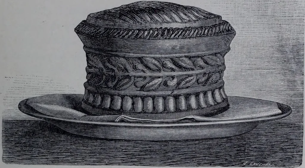 An illustration from The royal cookery book (le livre de cuisine) / by Jules Gouffé ; translated from the French and adapted for English use by Alphonse Gouffé ... comprising domestic and high-class cookery, illustrated with sixteen large plates printed in colours, and one hundred and sixty-one woodcuts from drawing from nature by E. Ronjat., 1868, leaf 197