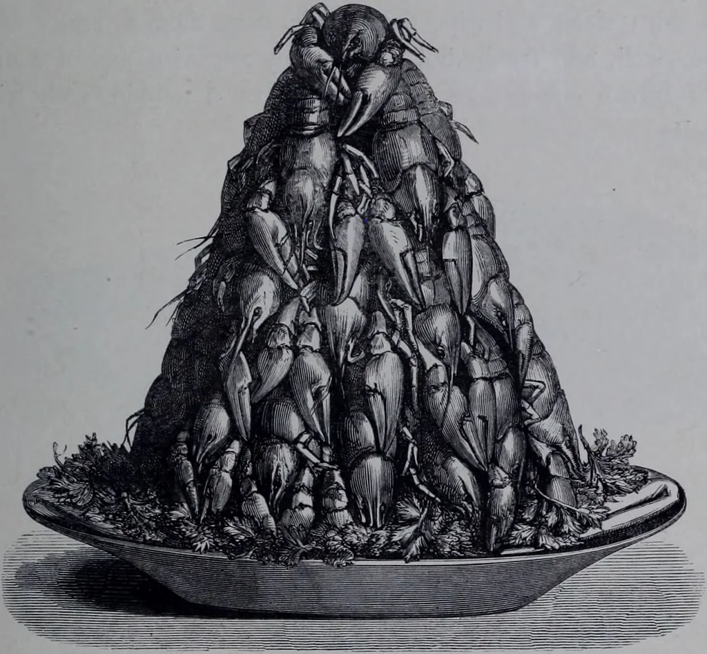An illustration from The royal cookery book (le livre de cuisine) / by Jules Gouffé ; translated from the French and adapted for English use by Alphonse Gouffé ... comprising domestic and high-class cookery, illustrated with sixteen large plates printed in colours, and one hundred and sixty-one woodcuts from drawing from nature by E. Ronjat., 1868, leaf 221