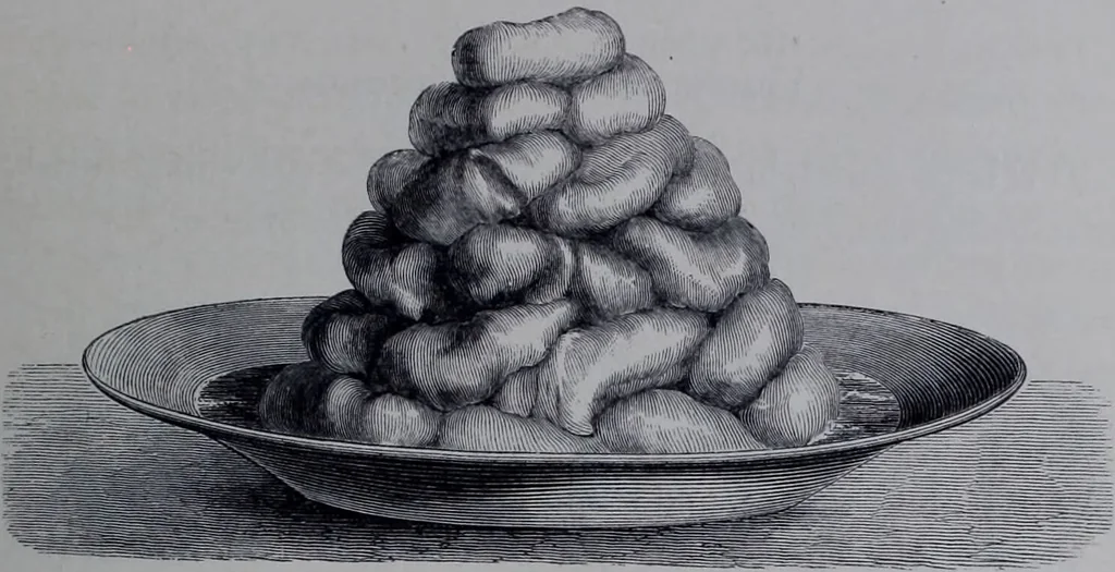An illustration from The royal cookery book (le livre de cuisine) / by Jules Gouffé ; translated from the French and adapted for English use by Alphonse Gouffé ... comprising domestic and high-class cookery, illustrated with sixteen large plates printed in colours, and one hundred and sixty-one woodcuts from drawing from nature by E. Ronjat., 1868, leaf 251