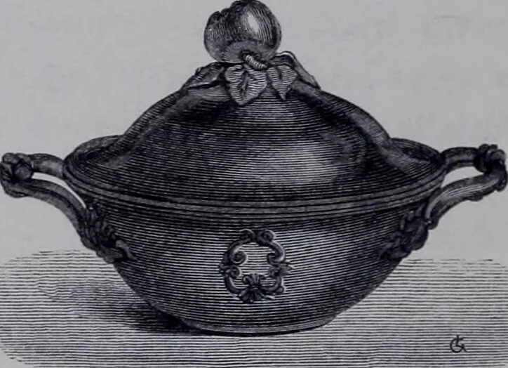 An illustration from The royal cookery book (le livre de cuisine) / by Jules Gouffé ; translated from the French and adapted for English use by Alphonse Gouffé ... comprising domestic and high-class cookery, illustrated with sixteen large plates printed in colours, and one hundred and sixty-one woodcuts from drawing from nature by E. Ronjat., 1868, leaf 298
