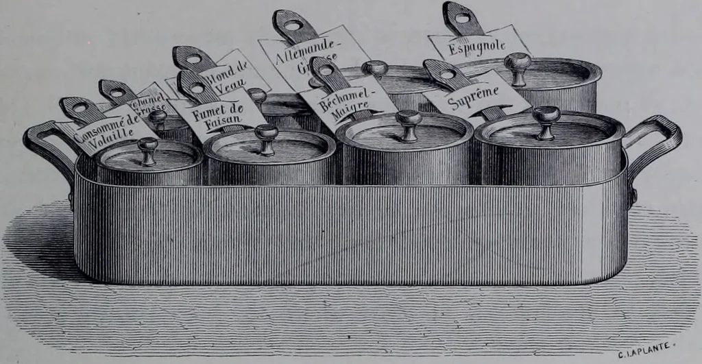 An illustration from The royal cookery book (le livre de cuisine) / by Jules Gouffé ; translated from the French and adapted for English use by Alphonse Gouffé ... comprising domestic and high-class cookery, illustrated with sixteen large plates printed in colours, and one hundred and sixty-one woodcuts from drawing from nature by E. Ronjat., 1868, leaf 339