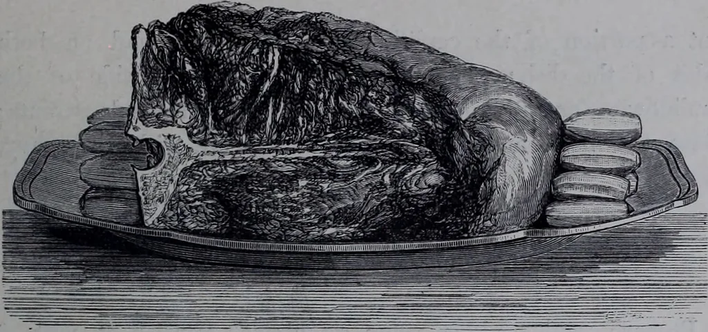 An illustration from The royal cookery book (le livre de cuisine) / by Jules Gouffé ; translated from the French and adapted for English use by Alphonse Gouffé ... comprising domestic and high-class cookery, illustrated with sixteen large plates printed in colours, and one hundred and sixty-one woodcuts from drawing from nature by E. Ronjat., 1868, leaf 419