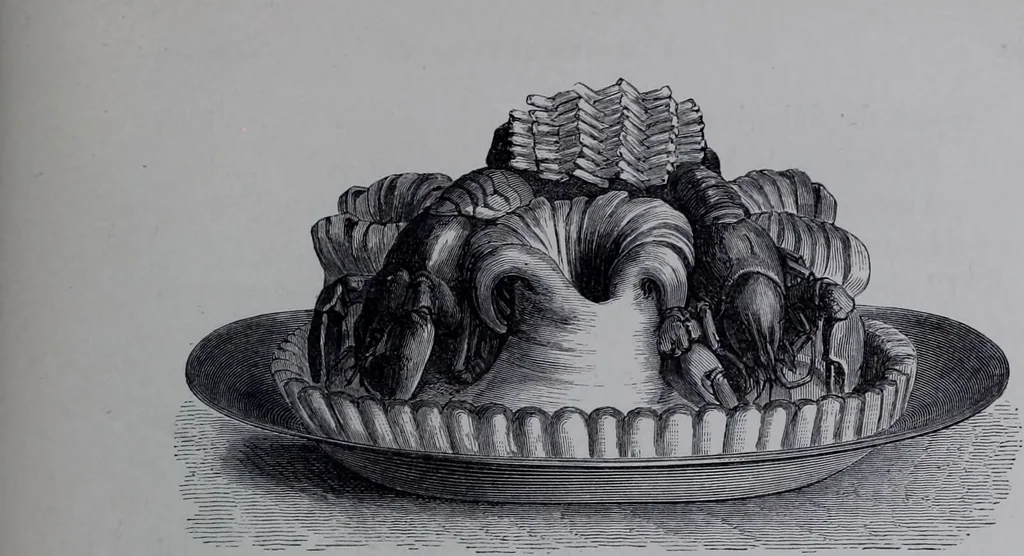 An illustration from The royal cookery book (le livre de cuisine) / by Jules Gouffé ; translated from the French and adapted for English use by Alphonse Gouffé ... comprising domestic and high-class cookery, illustrated with sixteen large plates printed in colours, and one hundred and sixty-one woodcuts from drawing from nature by E. Ronjat., 1868, leaf 437