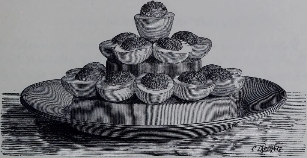 An illustration from The royal cookery book (le livre de cuisine) / by Jules Gouffé ; translated from the French and adapted for English use by Alphonse Gouffé ... comprising domestic and high-class cookery, illustrated with sixteen large plates printed in colours, and one hundred and sixty-one woodcuts from drawing from nature by E. Ronjat., 1868, leaf 593