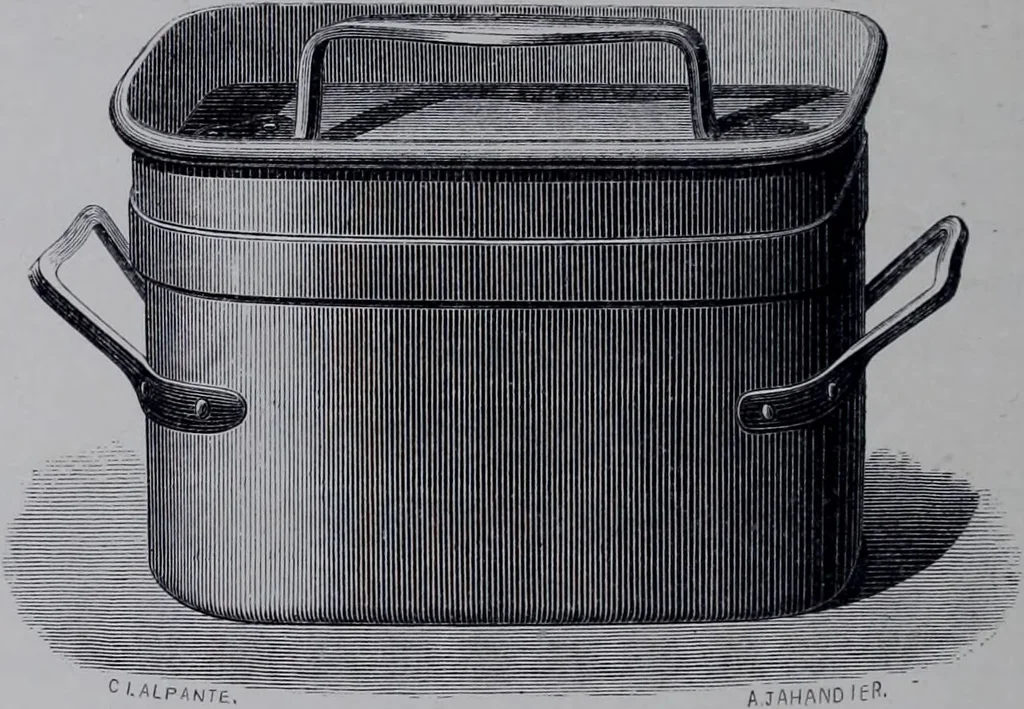 An illustration from The royal cookery book (le livre de cuisine) / by Jules Gouffé ; translated from the French and adapted for English use by Alphonse Gouffé ... comprising domestic and high-class cookery, illustrated with sixteen large plates printed in colours, and one hundred and sixty-one woodcuts from drawing from nature by E. Ronjat., 1868, leaf 608